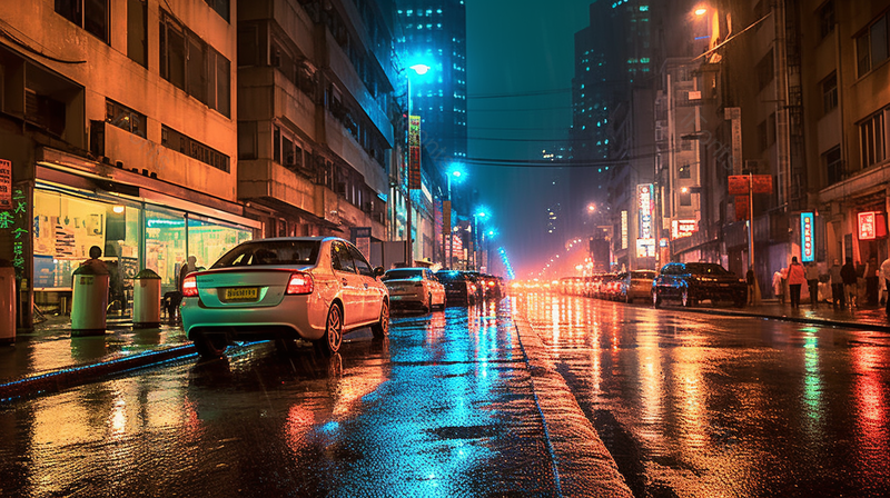 上海雨后街道夜景,高清,摄影图,摄影图片,图片大全,摄影图免费下载